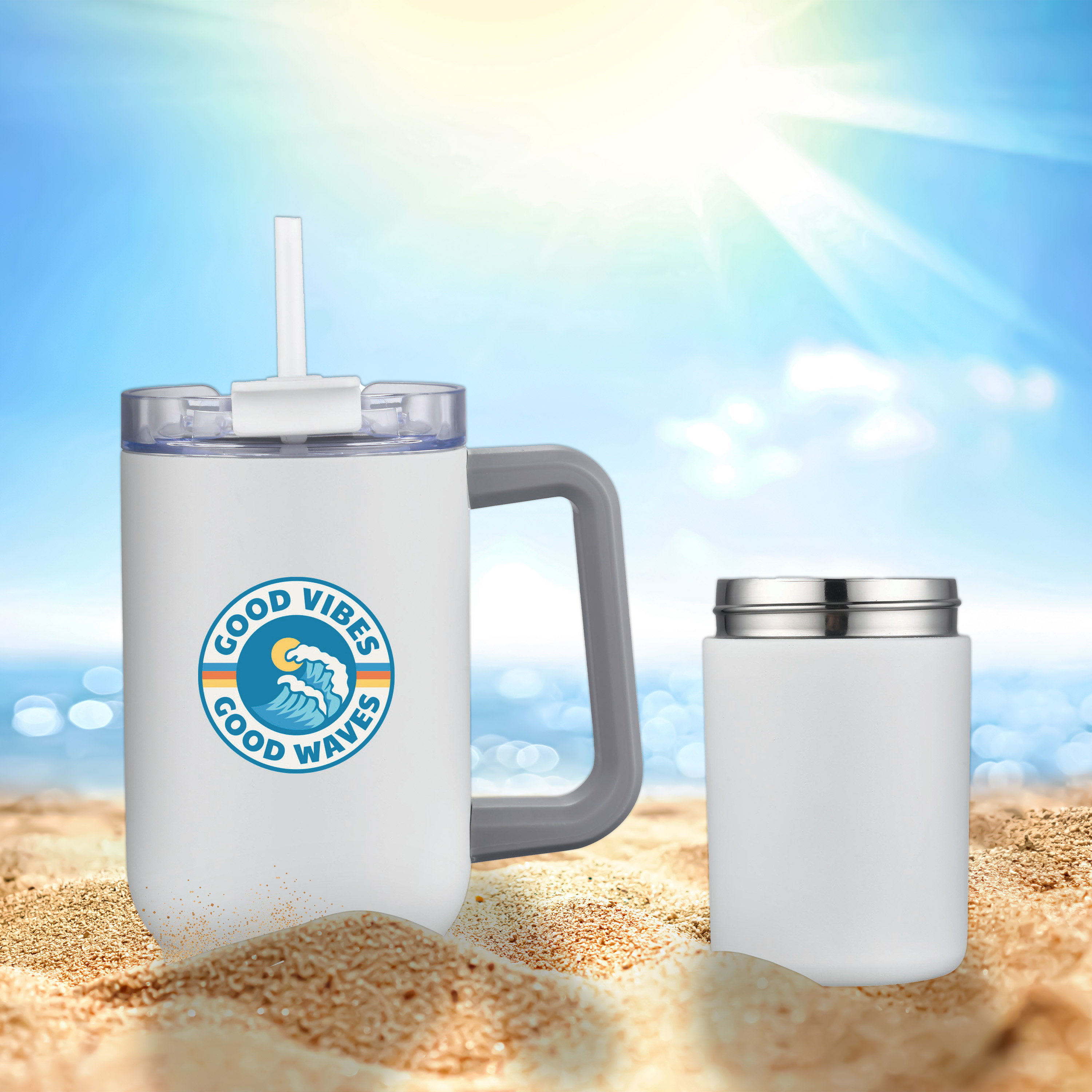 3-in-1 Stainless Steel 22 oz Tumbler and Can Cooler with handle